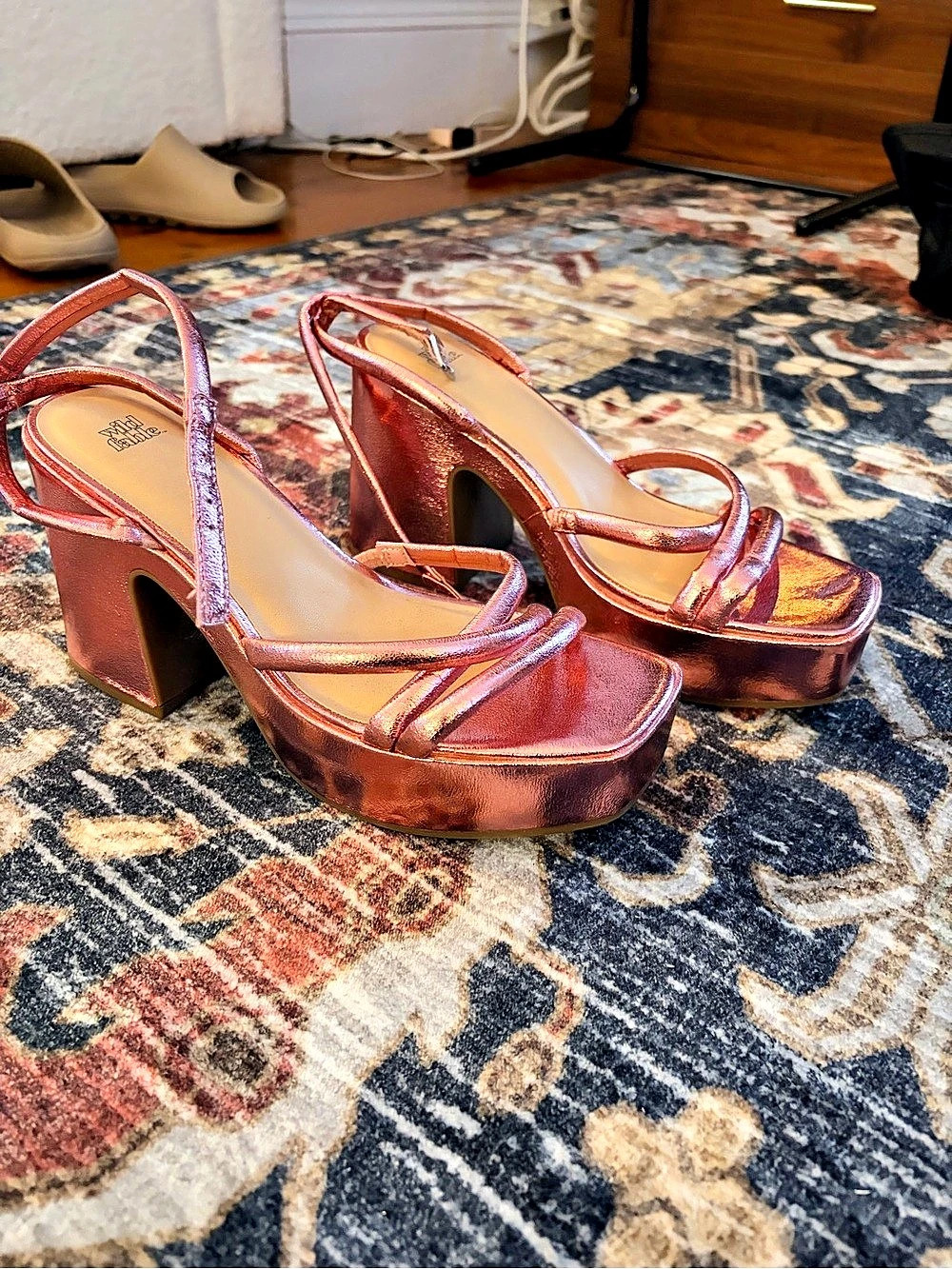 Platform Strappy Heels in Pink US 8.5
